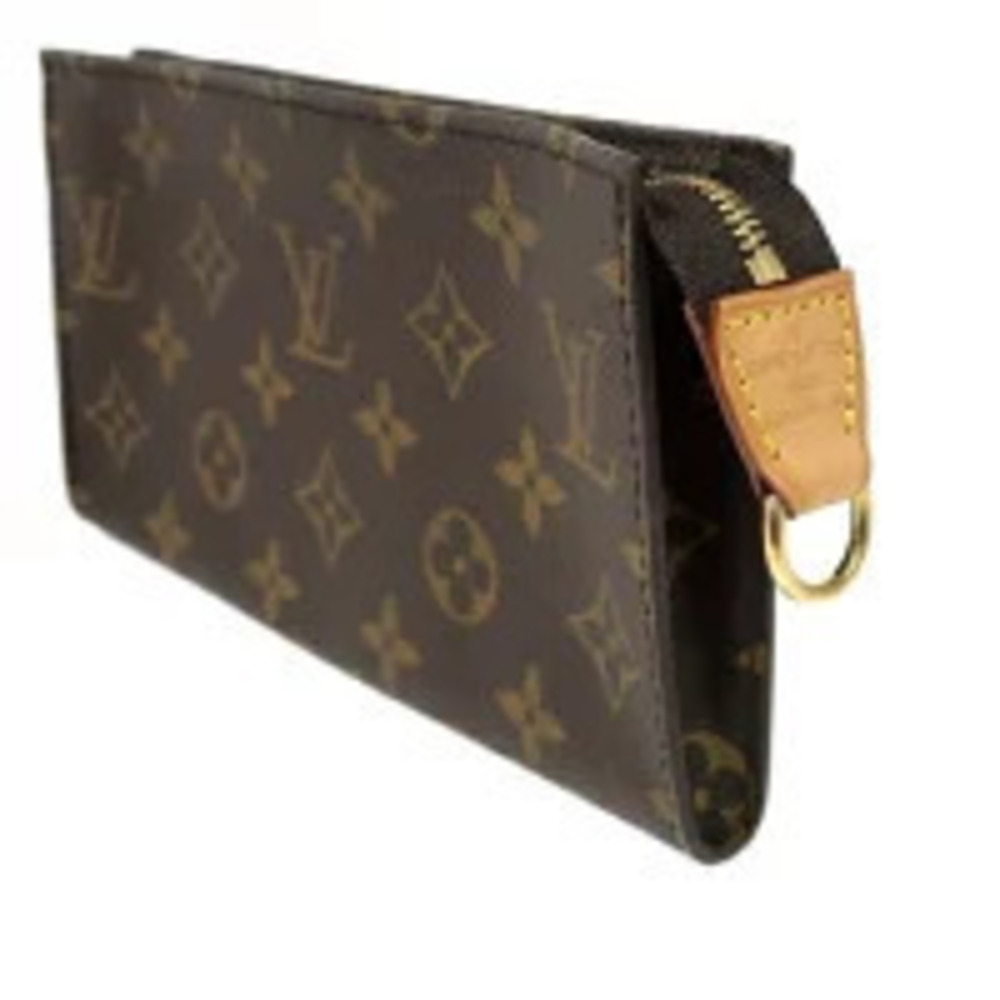 Louis Vuitton Bucket Clutch Pouch Leather Bag Monogram Brown